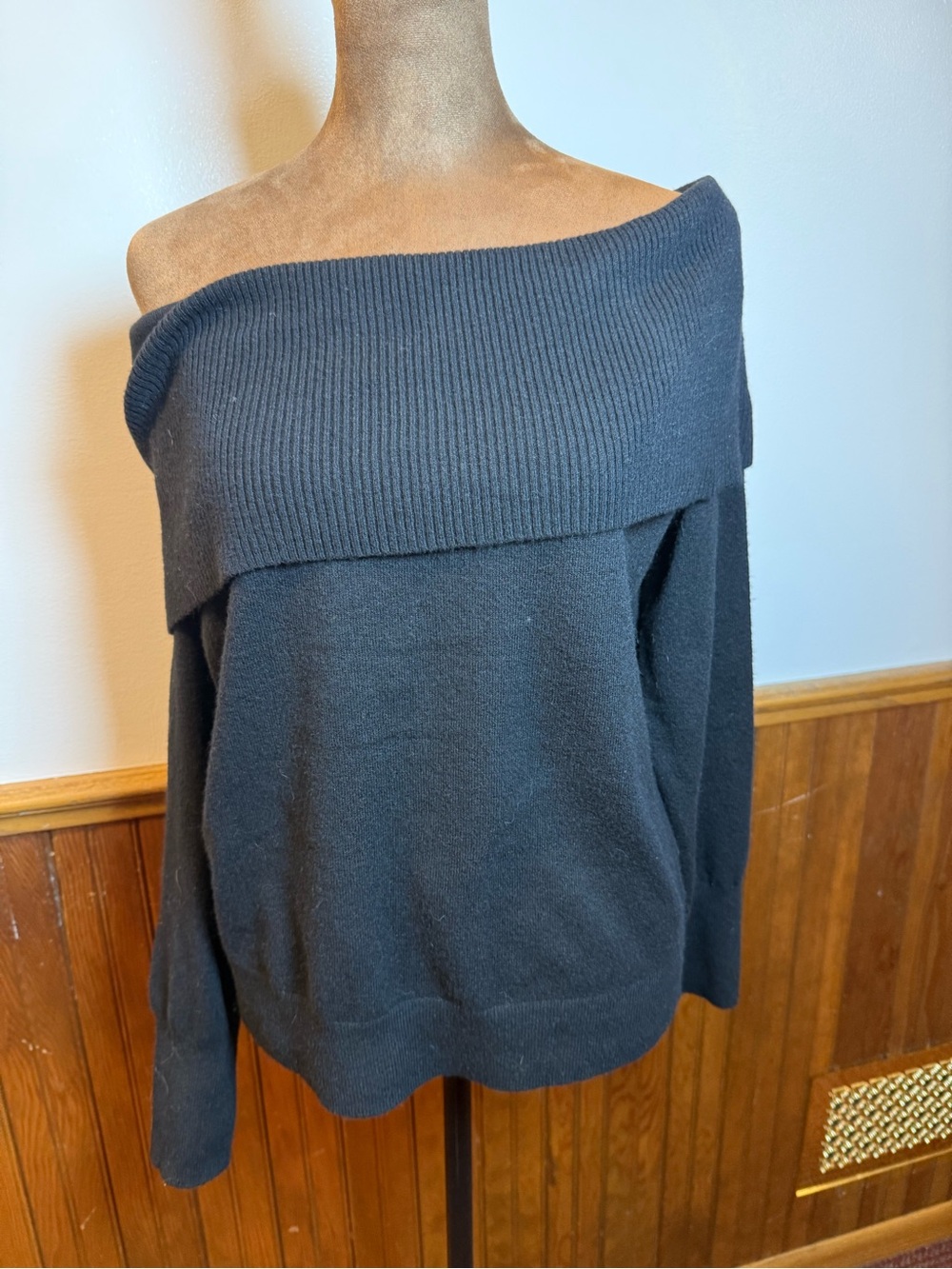 Express Black Off-the-Shoulder Knit Sweater